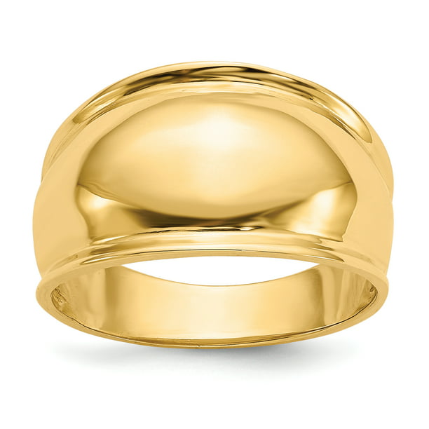 Lex & Lu 14k Yellow Gold D/C Textured Ridged Dome Ring 